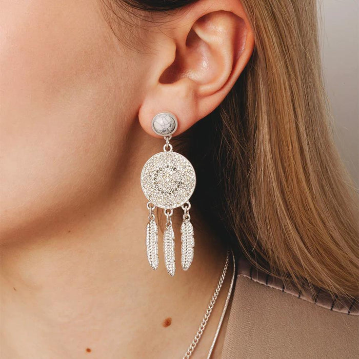 Bibi Bijoux - Dreamcatcher Statement Drop Silver Earrings