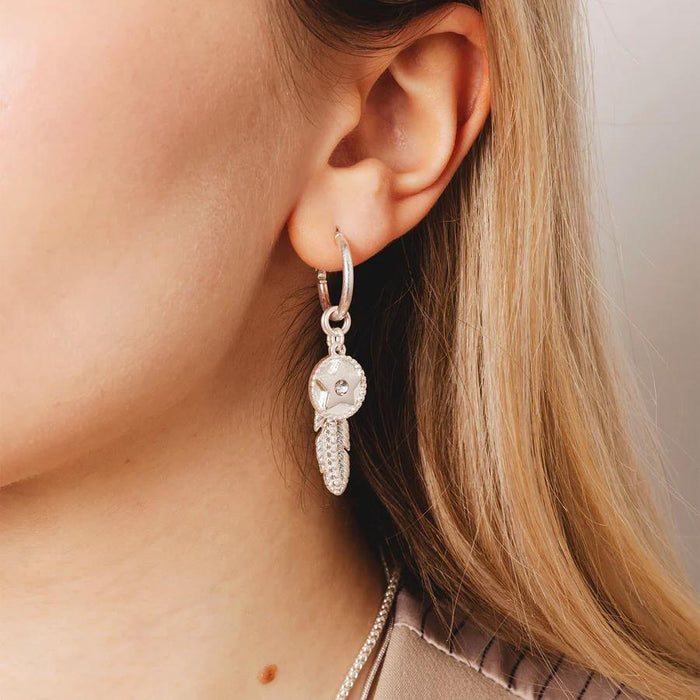 Bibi Bijoux - Celestial Feather Interchangeable Silver Hoop Earrings