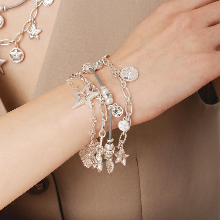 Bibi Bijoux - Stellar Harmony Silver Layered Cuff Bracelet