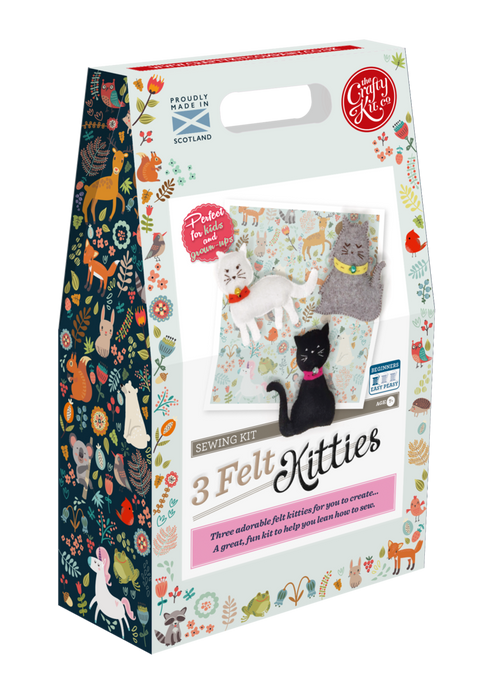 The Crafty Kit Company - 3 Felt Kitties - Sewing Kit