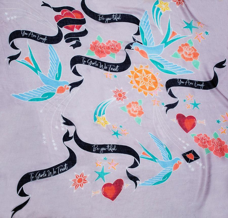 Kate Thornton ‘In Girls We Trust’ Grey Swallow Scarf