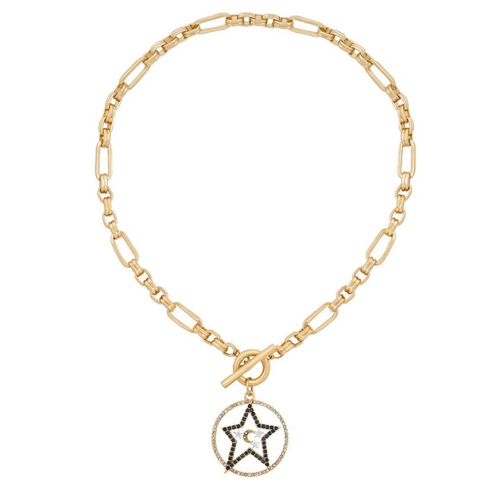 Kate Thornton 'Star and Moon' Gold T-Bar Necklace