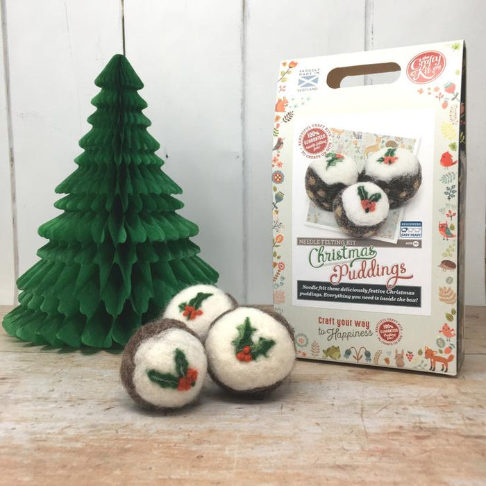 The Crafty Kit Company - Christmas Puddings - Needle Felting Kit
