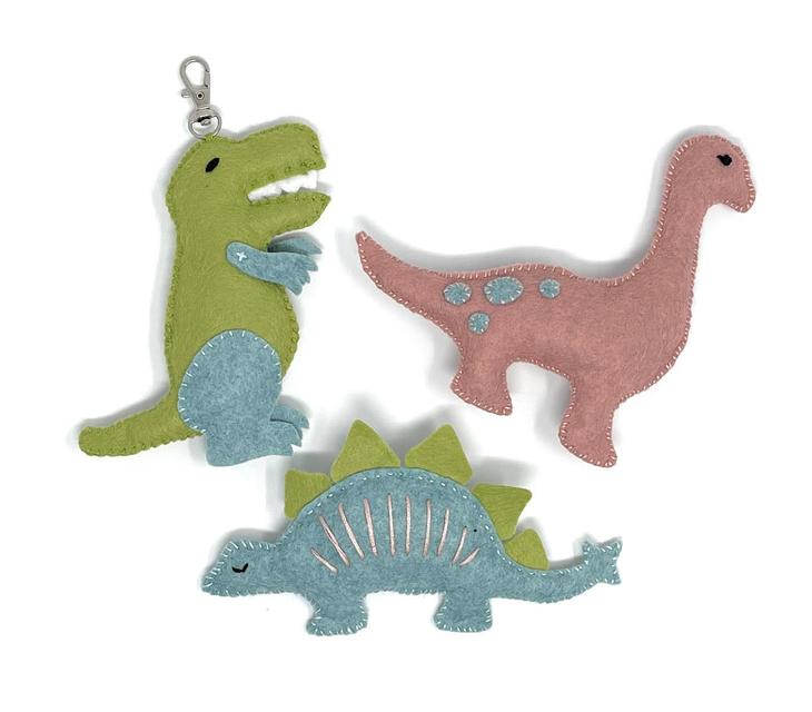 The Crafty Kit Company - 3 Felt Dinos - Sewing KIt