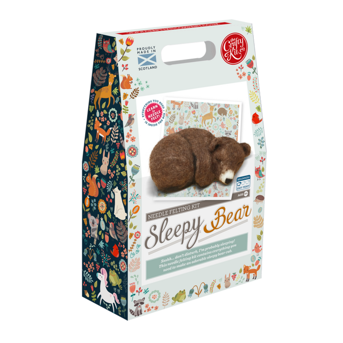 The Crafty Kit Company - Sleepy Brown Bear Cub - Needle Felting Kit