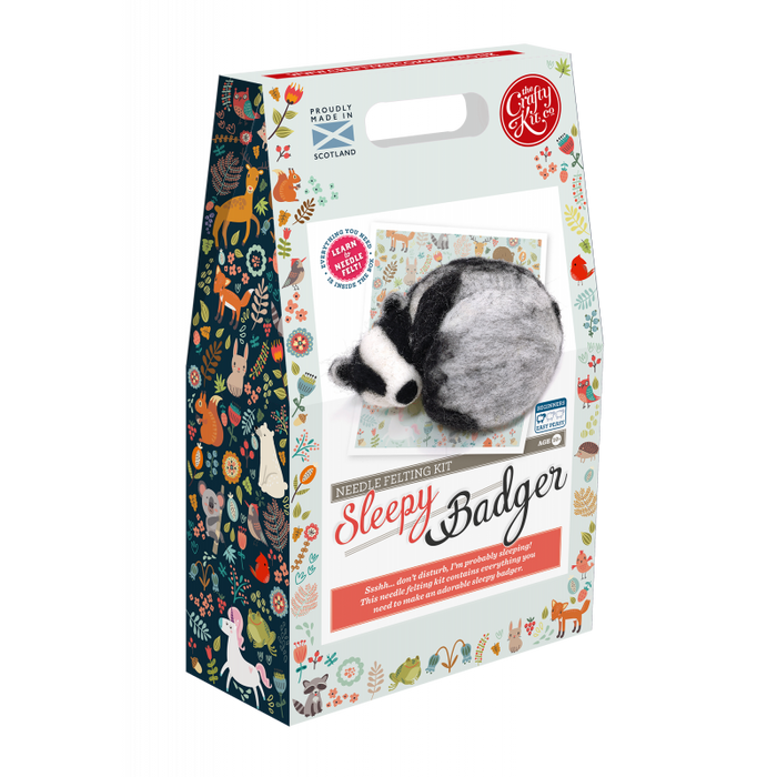 The Crafty Kit Company - Sleepy Badger - Needle Felting Kit