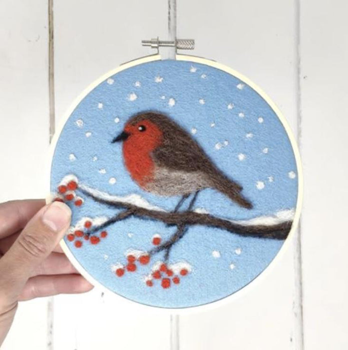 The Crafty Kit Company - Robin in a Hoop - Needle Felting Kit