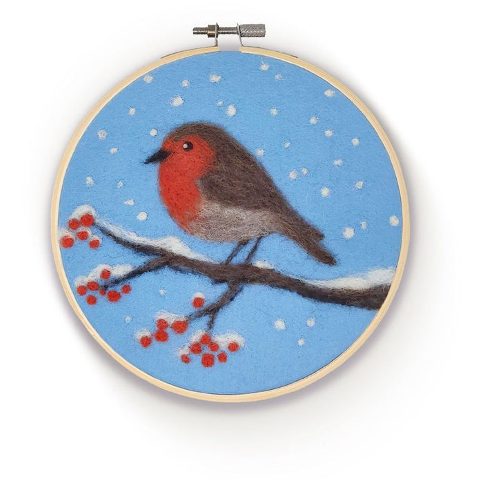 The Crafty Kit Company - Robin in a Hoop - Needle Felting Kit