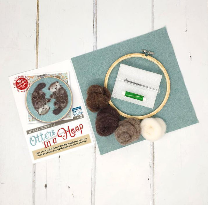 The Crafty Kit Company - Otters in a Hoop - Needle Felting Kit