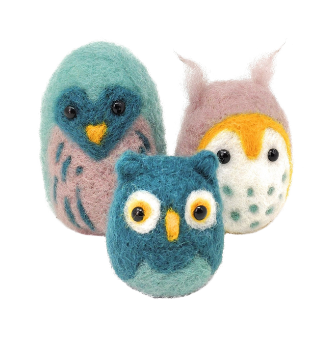 The Crafty Kit Company - Owl Family - Needle Felting Kit