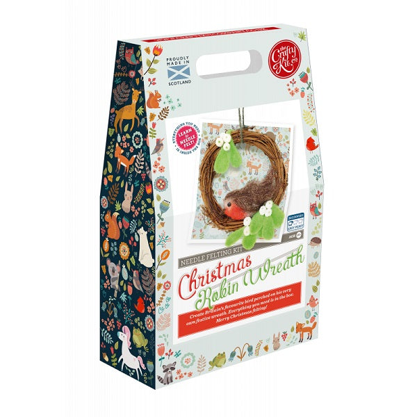 The Crafty Kit Company - Christmas Robin Wreath Needle Felting Kit