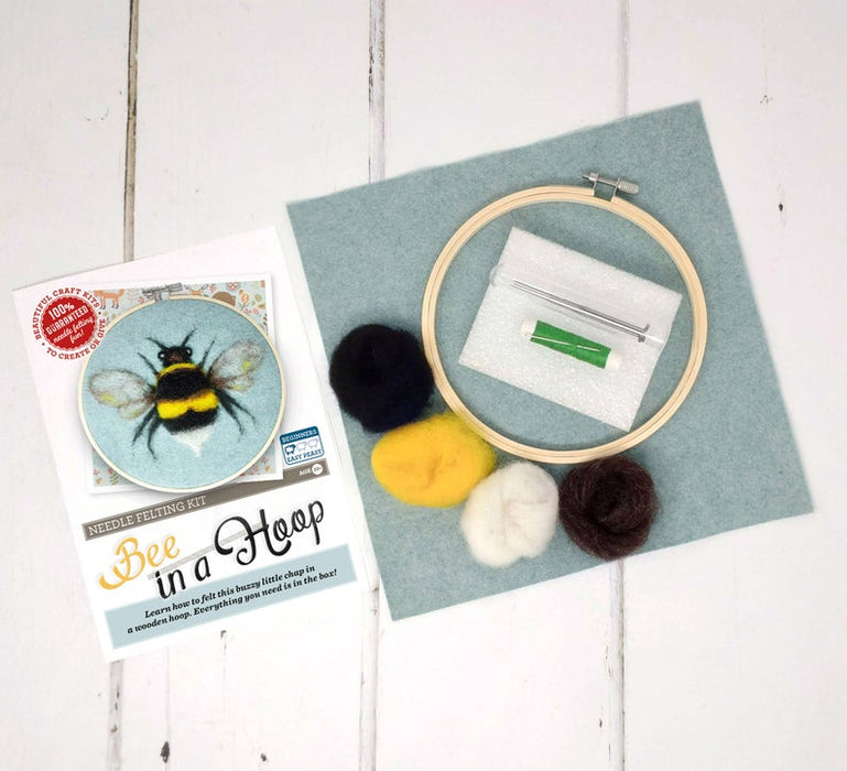The Crafty Kit Company - Bee in a Hoop - Needle Felting Kit