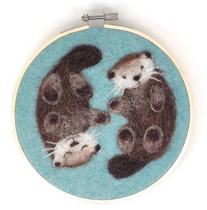 The Crafty Kit Company - Otters in a Hoop - Needle Felting Kit